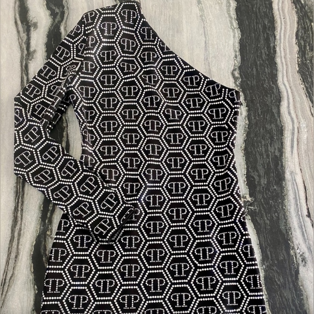Philipp Plein Black and White Patterned Dress